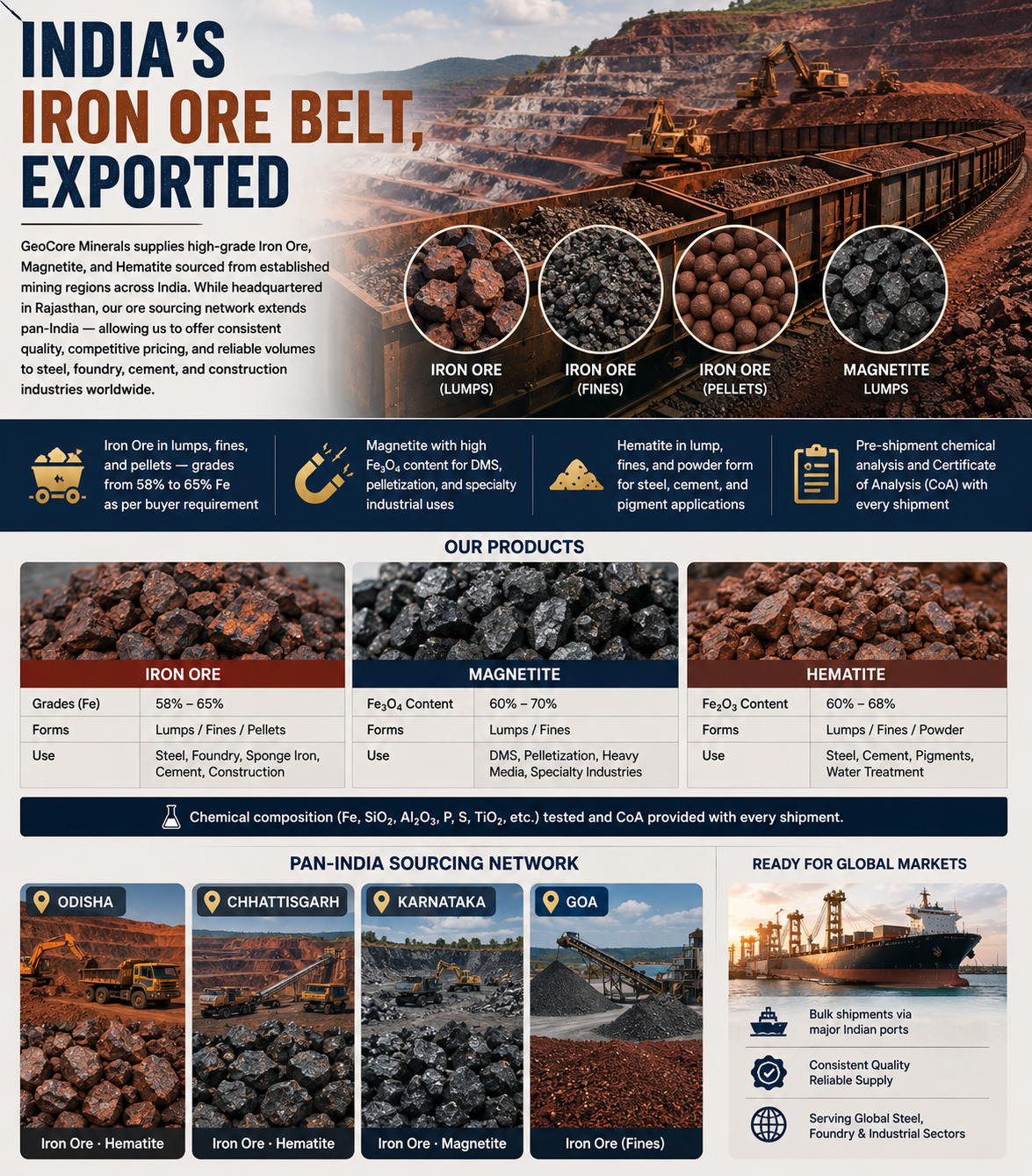 Iron Ore Hematite Magnetite mineral India export